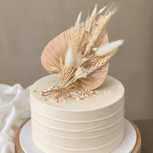 Bakewareind Glittery Rose Pink Palm Leaf Dried Flower Bouquet - Bakeware India