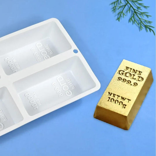 Bakewareind Gold Bar Mousse Silicone Cake Mould, 4 Cavity - Bakeware India
