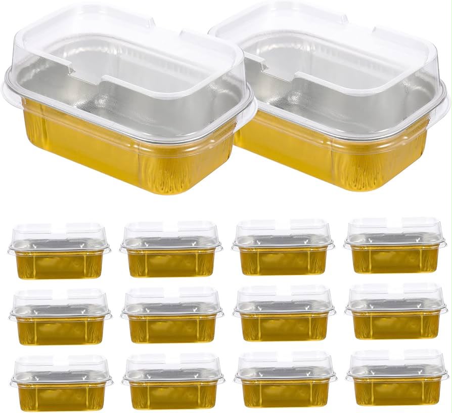Bakewareind Gold Boat Baking Mousse Cake Cups Foil Containers with Lid ,25 BOXES (Select Size) - Bakeware India