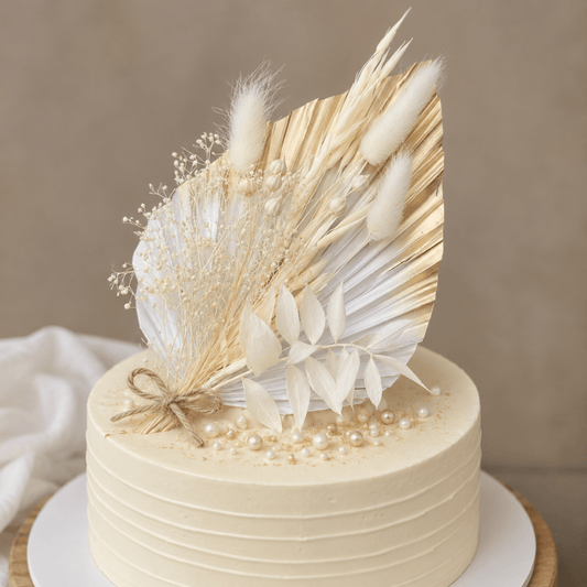 Bakewareind Golden Fleur Bride Palm Leaf Dried Flower Bouquet - Bakeware India