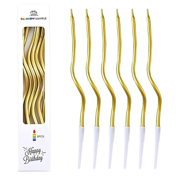 Bakewareind Golden Metallic Spiral Cake candles 6pc - Bakeware India
