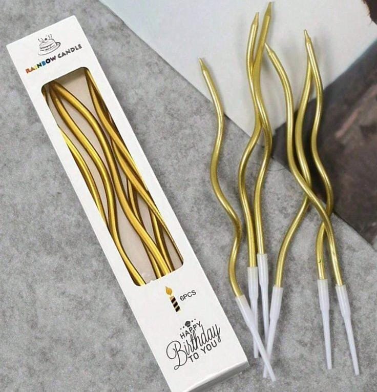 Bakewareind Golden Metallic Spiral Cake candles 6pc - Bakeware India