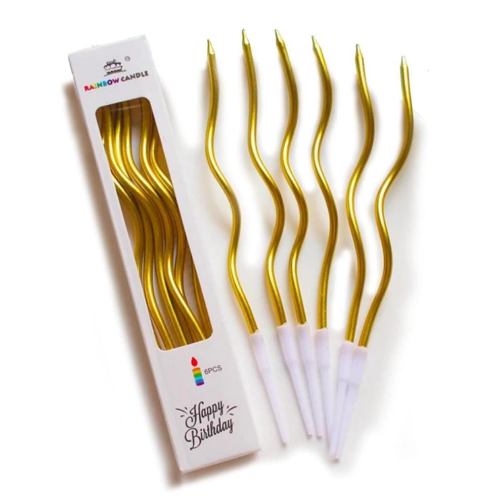 Bakewareind Golden Metallic Spiral Cake candles 6pc - Bakeware India