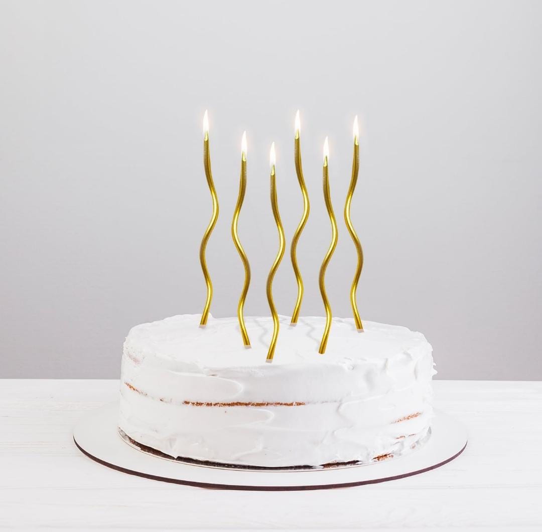 Bakewareind Golden Metallic Spiral Cake candles 6pc - Bakeware India