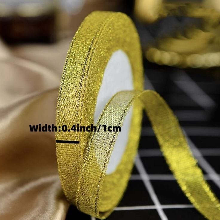 Bakewareind Golden Organza ribbon cake decorating ,25yard - Bakeware India
