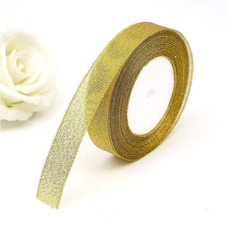 Bakewareind Golden Organza ribbon cake decorating ,25yard - Bakeware India