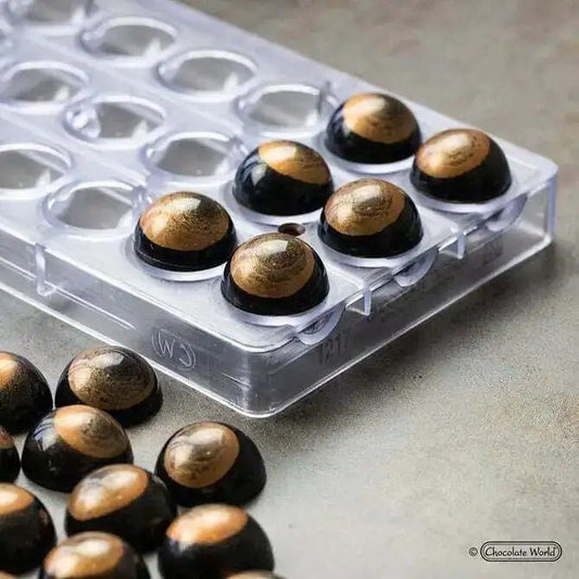 Bakewareind Half Sphere Polycarbonate Chocolate Mould, 15 Cavity - Bakeware India