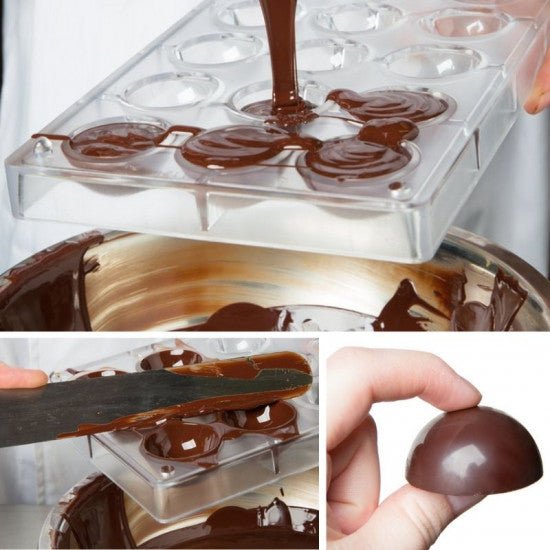 Bakewareind Half Sphere Polycarbonate Chocolate Mould, 15 Cavity - Bakeware India