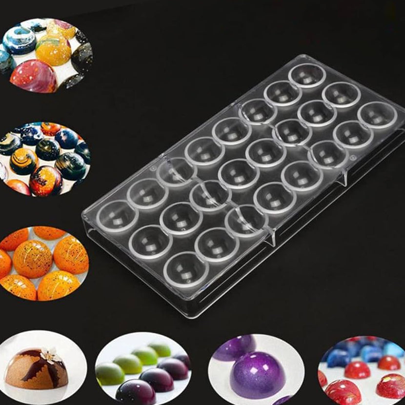 Bakewareind Half Sphere Polycarbonate Chocolate Mould, 24 cavity - Bakeware India