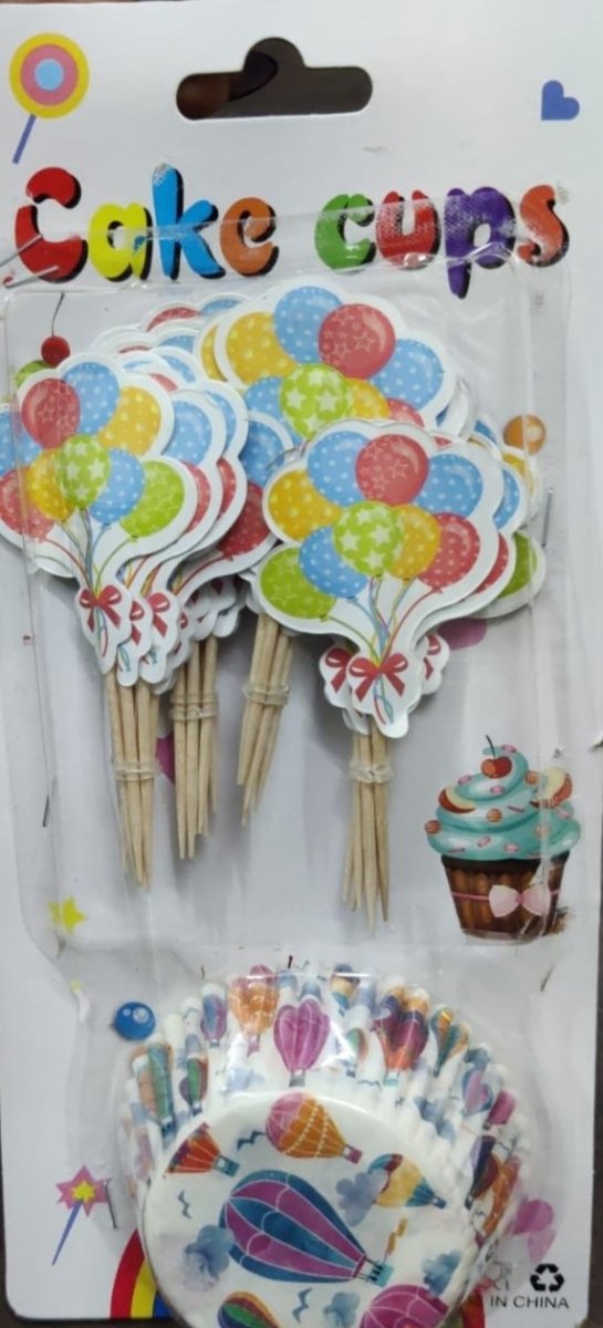 Bakewareind Happy Birthday Cupcake Liners Toppers , 30 CUPS 24 STICKS - Bakeware India