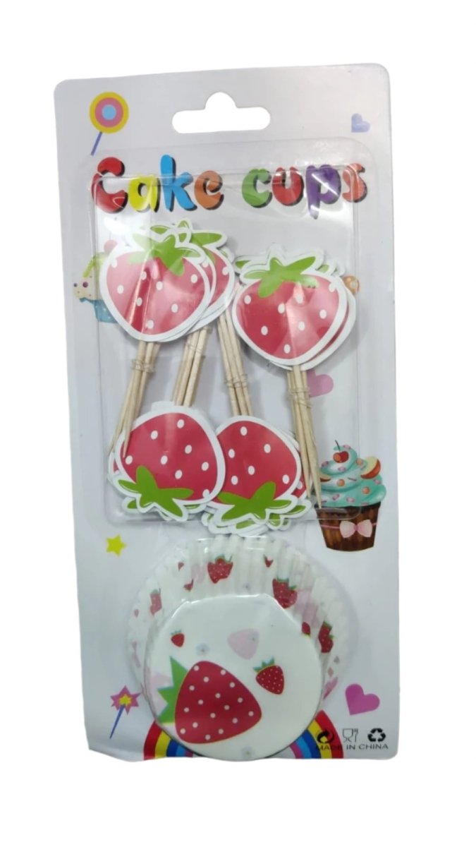 Bakewareind Happy Birthday Cupcake Liners Toppers , 30 CUPS 24 STICKS - Bakeware India