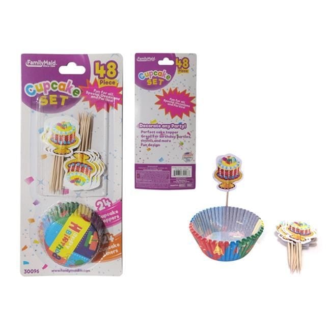 Bakewareind Happy Birthday Cupcake Liners Toppers , 30 CUPS 24 STICKS - Bakeware India