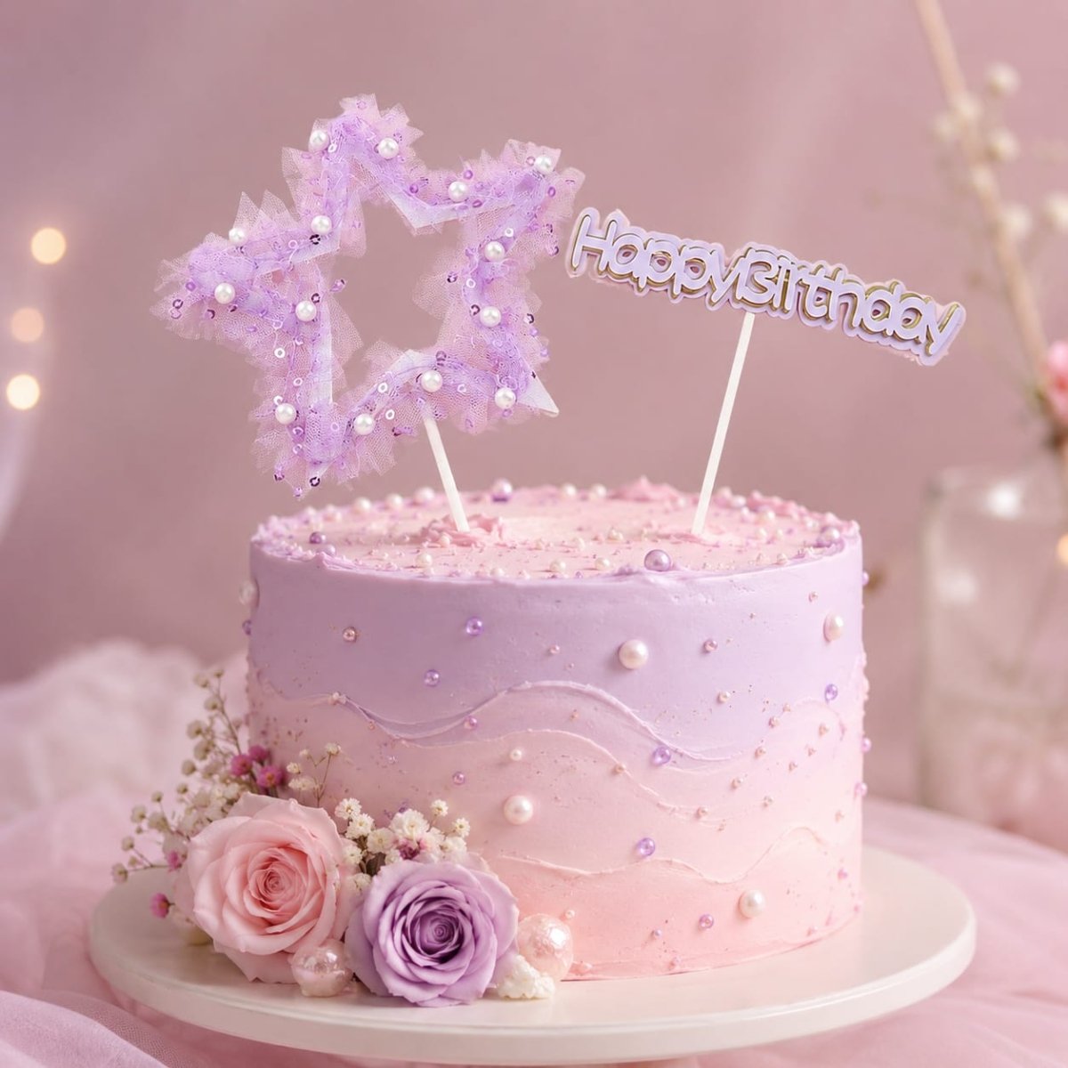 Bakewareind Happy Birthday Star Cake Decoration Cake Topper, 2Pcs (Select color) - Bakeware India
