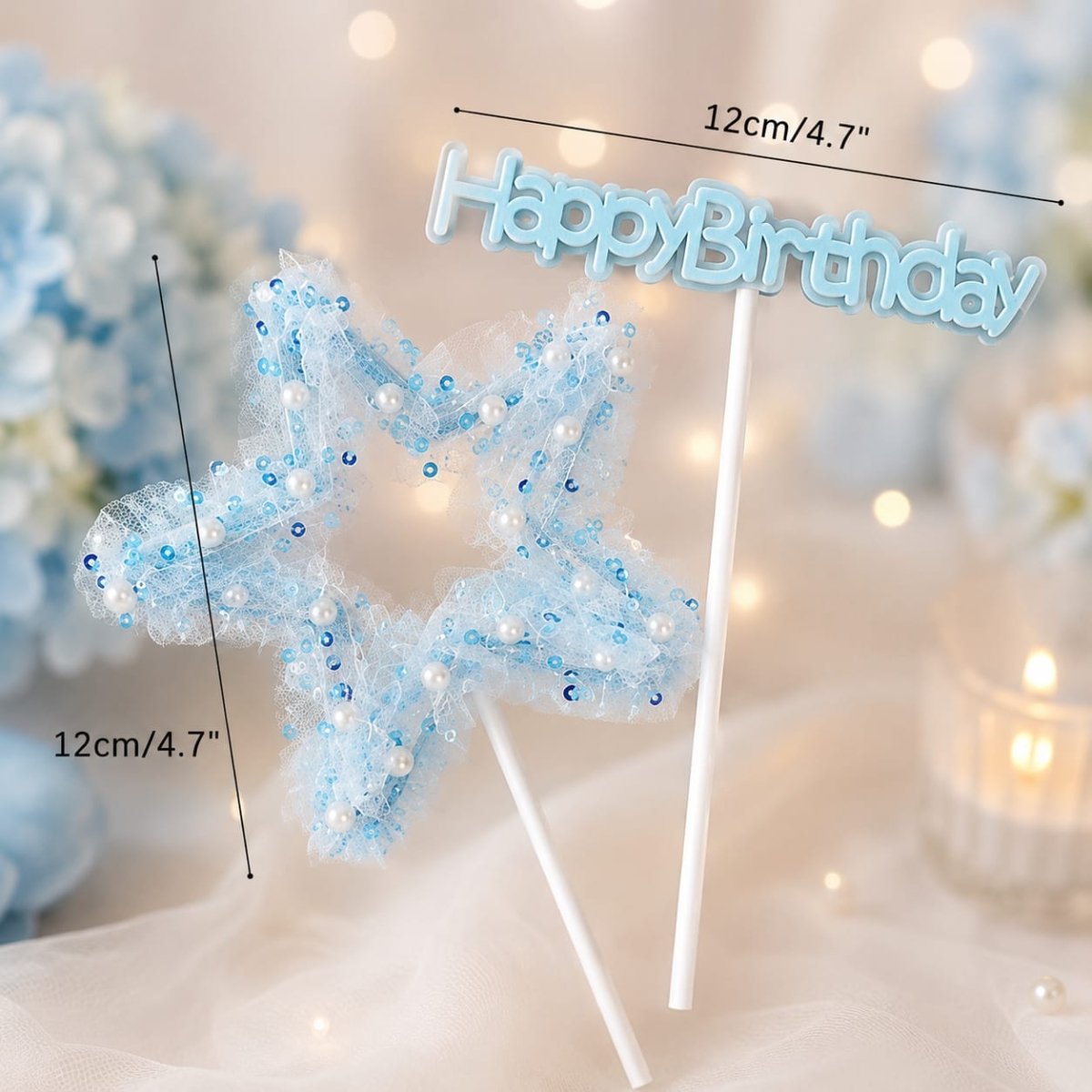 Bakewareind Happy Birthday Star Cake Decoration Cake Topper, 2Pcs (Select color) - Bakeware India