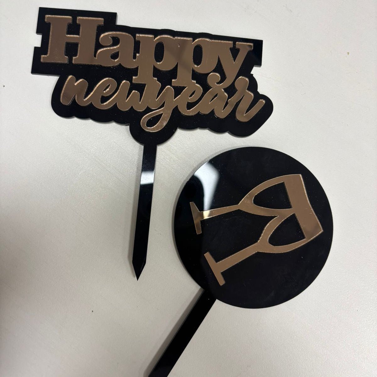 Bakewareind Happy New Year Cake Topper Set 2pcs - Bakeware India