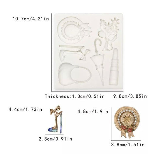 Bakewareind Hat Handbag Heels Girl Theme Silicone Fondant Chocolate Mould - Bakeware India