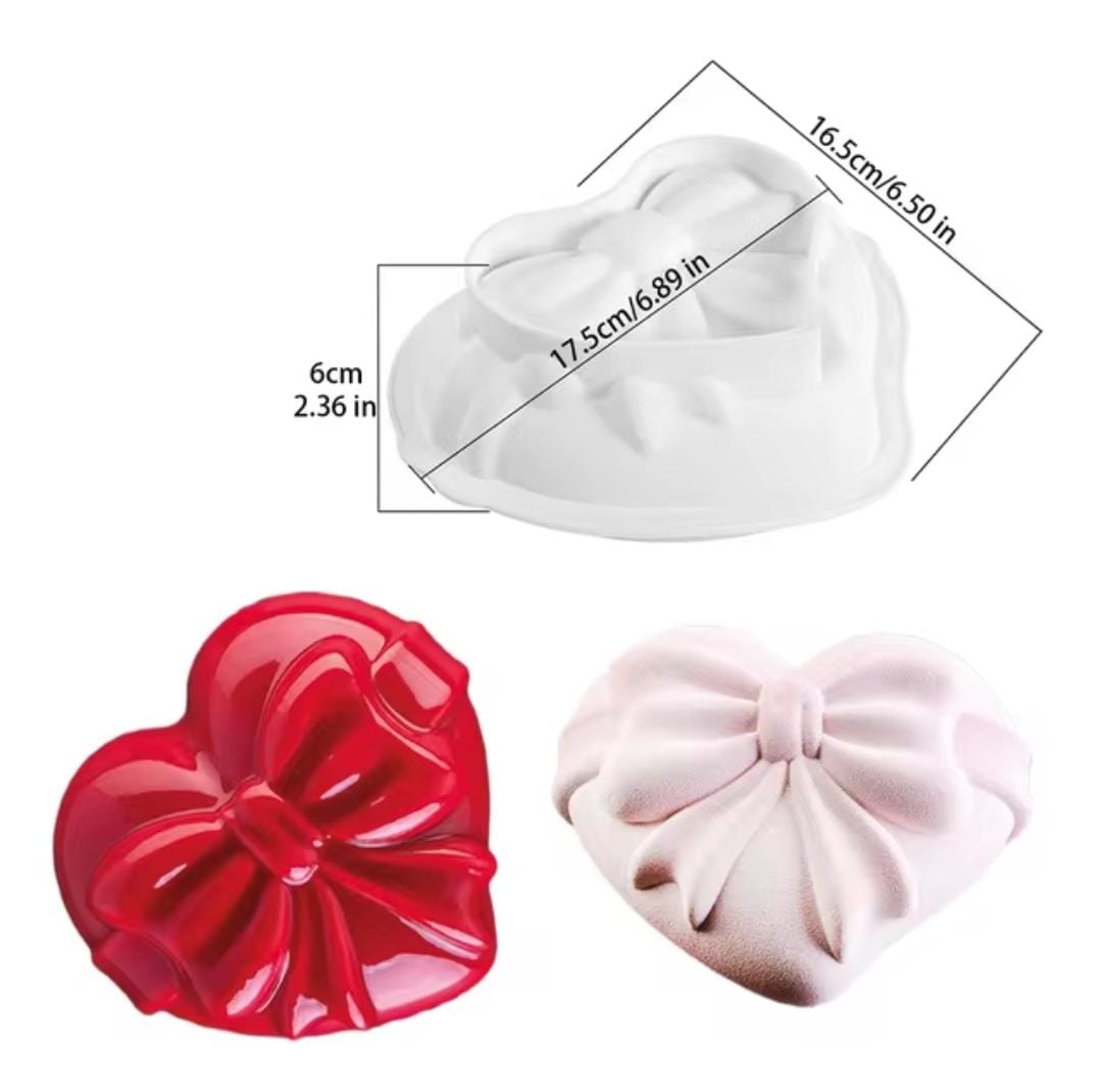 Bakewareind Heart Bow Shaped Entremet Cake Silicone Mould - Bakeware India