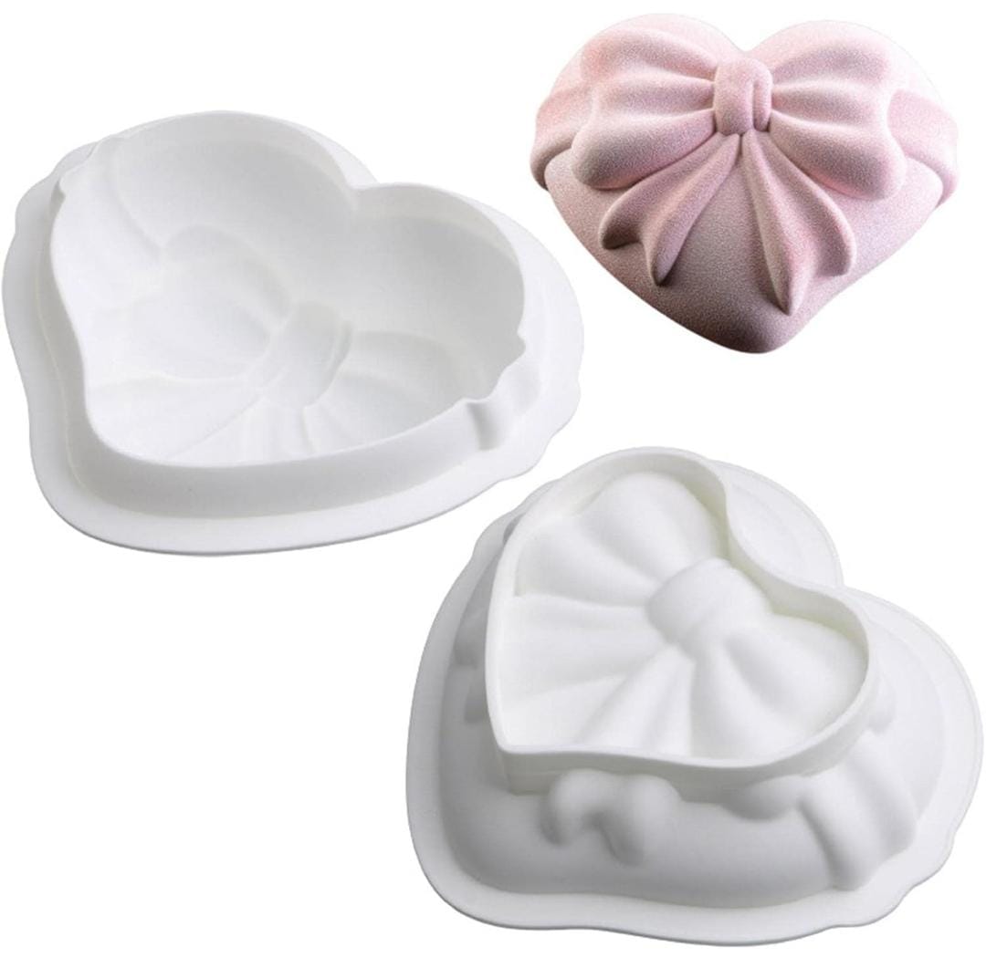 Bakewareind Heart Bow Shaped Entremet Cake Silicone Mould - Bakeware India