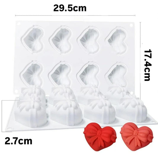 Bakewareind Heart Bow Valentine 6cavity Entremet Mousse Chocolate Fondant Silicone Mould - Bakeware India