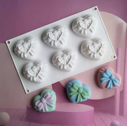 Bakewareind Heart Bow Valentine 6cavity Entremet Mousse Chocolate Fondant Silicone Mould - Bakeware India