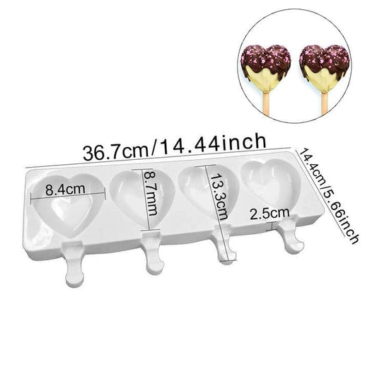 Bakewareind Heart Cakesicle Mould, 4 cavity - Bakeware India