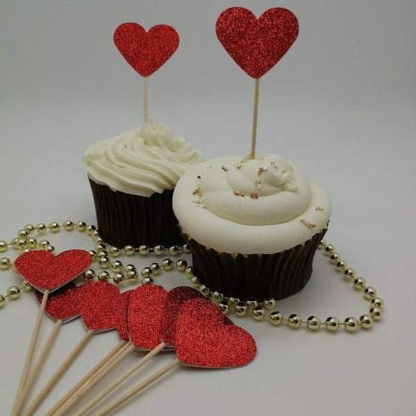 Bakewareind Heart Cupcake Cake Toppers,10pcs - Bakeware India