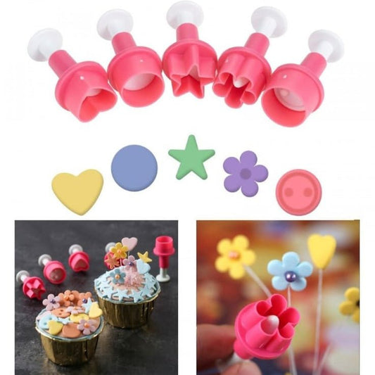 Bakewareind Heart Flower Round Star Smiley 5 in 1 plunger - Bakeware India