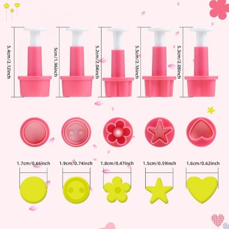 Bakewareind Heart Flower Round Star Smiley 5 in 1 plunger - Bakeware India