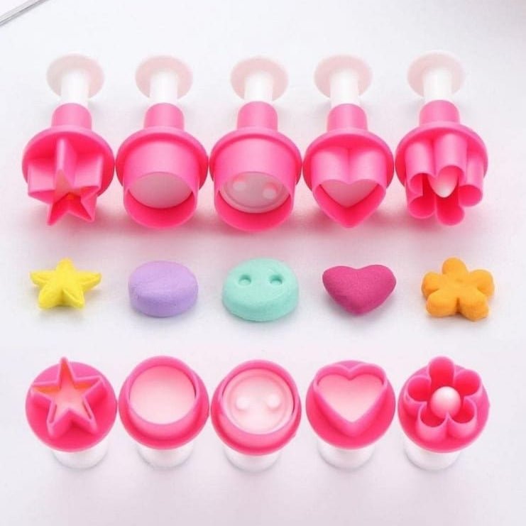 Bakewareind Heart Flower Round Star Smiley 5 in 1 plunger - Bakeware India