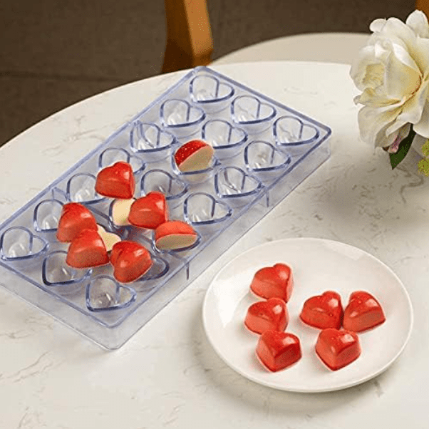 Bakewareind Heart Polycarboante Chocolate Mould, 21 cavity - Bakeware India