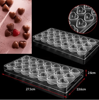 Bakewareind Heart Polycarboante Chocolate Mould, 21 cavity - Bakeware India