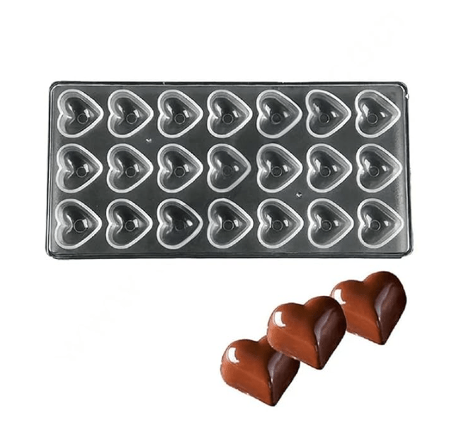 Bakewareind Heart Polycarboante Chocolate Mould, 21 cavity - Bakeware India