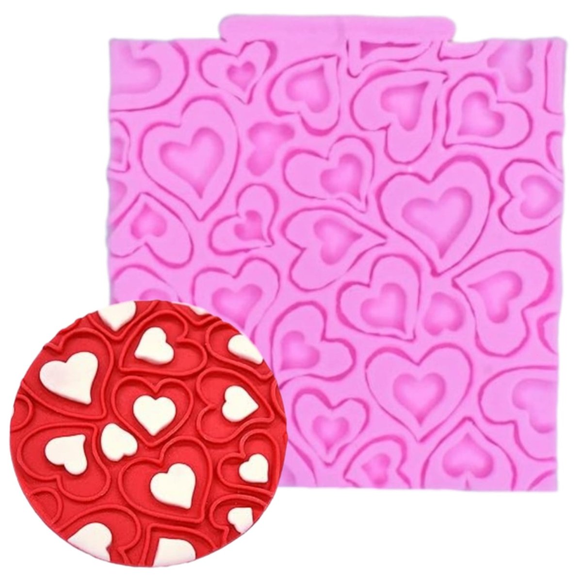 Bakewareind Heart Texture Onlay Mat Silicone Chocolate Fondant Mould - Bakeware India