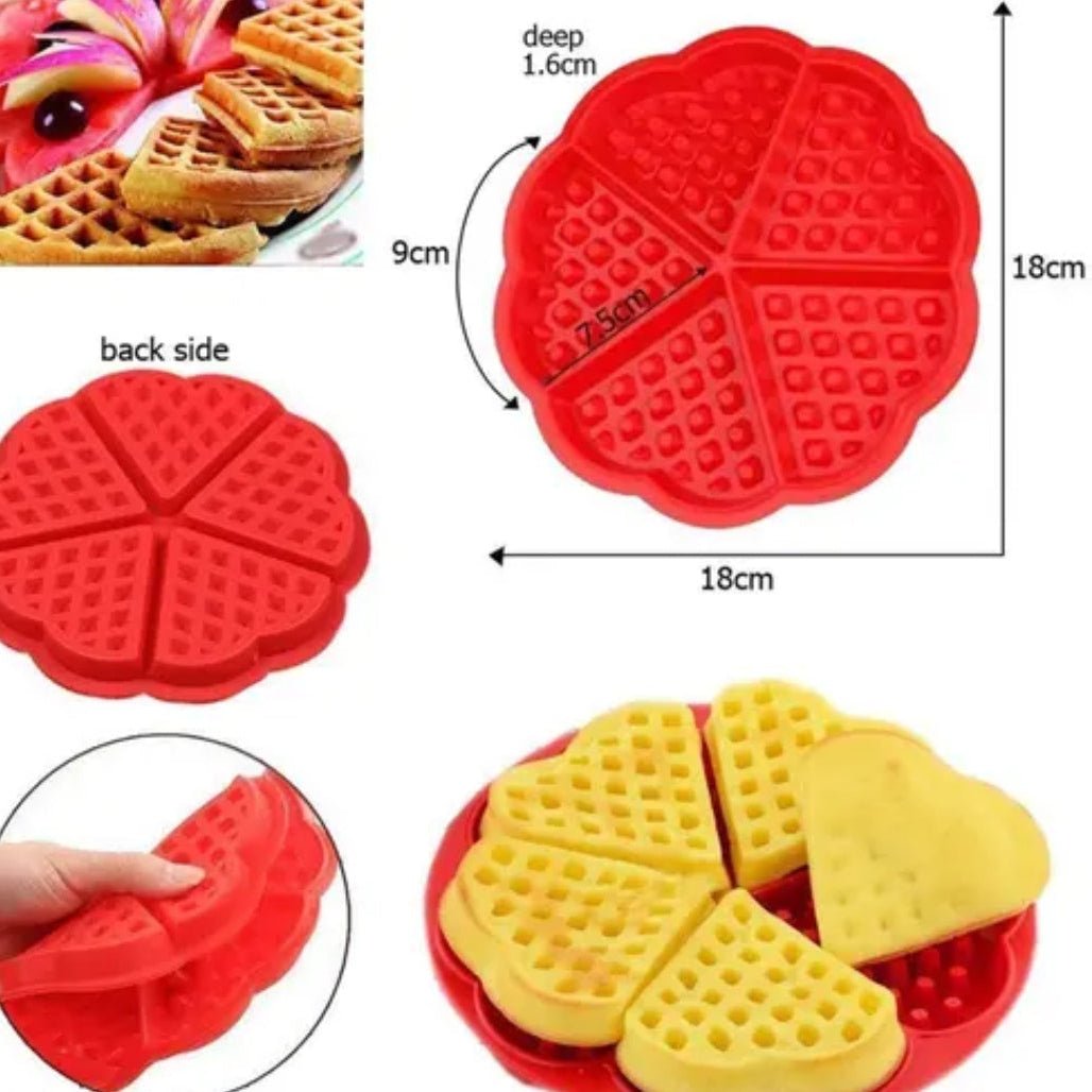Bakewareind Heart Waffle Chocolate Silicone Mould, 5 Cavity - Bakeware India