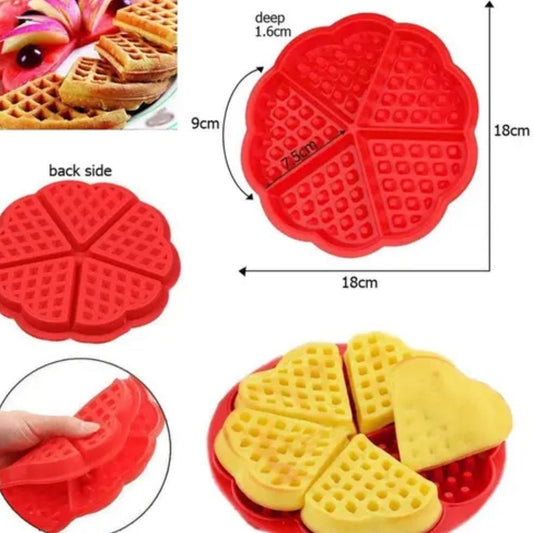 Bakewareind Heart Waffle Chocolate Silicone Mould, 5 Cavity - Bakeware India