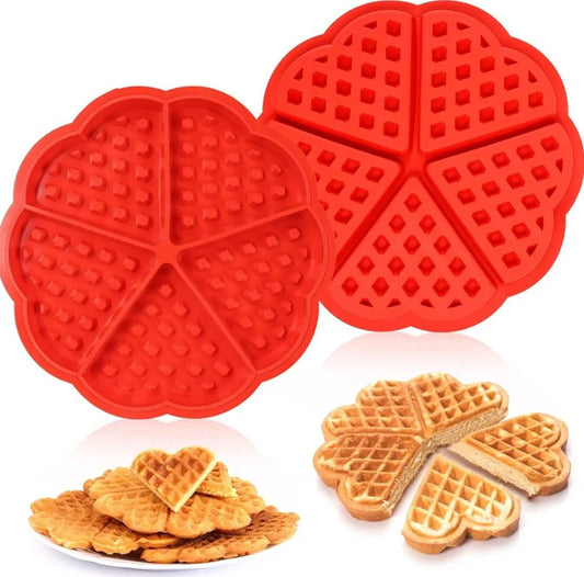 Bakewareind Heart Waffle Chocolate Silicone Mould, 5 Cavity - Bakeware India
