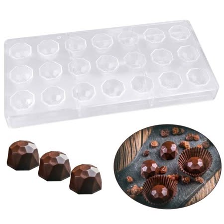 Bakewareind Hexagom Diamond Polycarbonate Chocolate Mould, 21 cavity - Bakeware India