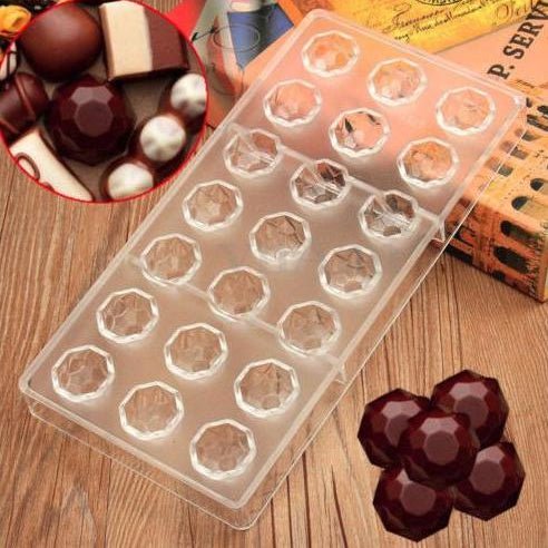Bakewareind Hexagom Diamond Polycarbonate Chocolate Mould, 21 cavity - Bakeware India