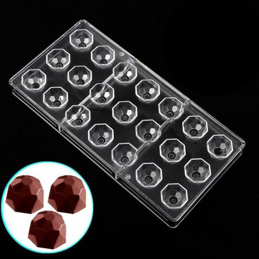 Bakewareind Hexagom Diamond Polycarbonate Chocolate Mould, 21 cavity - Bakeware India