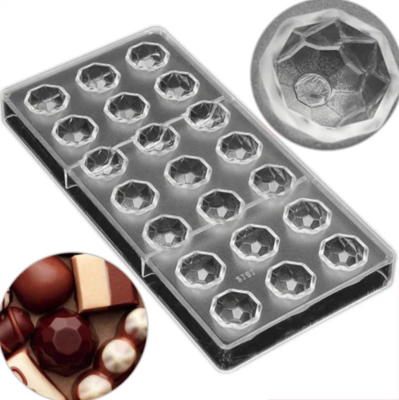 Bakewareind Hexagom Diamond Polycarbonate Chocolate Mould, 21 cavity - Bakeware India