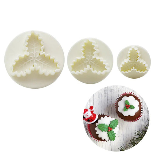 Bakewareind Holly Ivy Leaf plunger 3pcs set - Bakeware India