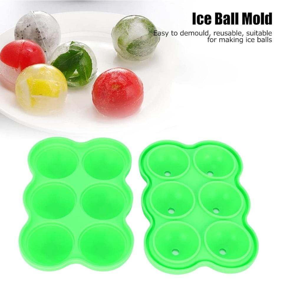 Bakewareind Ice Cube Maker Ball Silicone Mould, 6 Cavity - Bakeware India