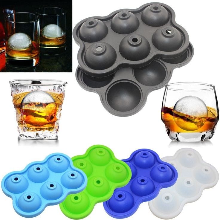 Bakewareind Ice Cube Maker Ball Silicone Mould, 6 Cavity - Bakeware India