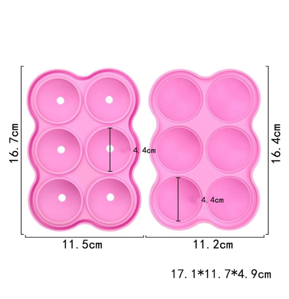 Bakewareind Ice Cube Maker Ball Silicone Mould, 6 Cavity - Bakeware India