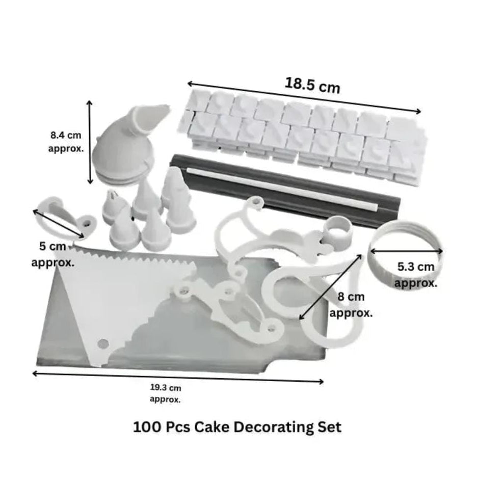 Bakewareind Icing Nozzle Piping Bag Letter Stamps Cake Decorating Kit 100pcs - Bakeware India