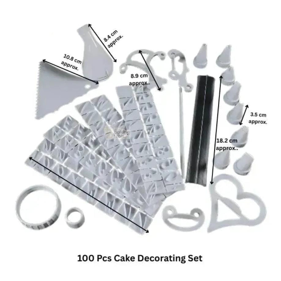 Bakewareind Icing Nozzle Piping Bag Letter Stamps Cake Decorating Kit 100pcs - Bakeware India
