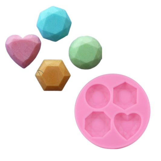 Bakewareind Jewel Gems 4 Shape Design Fondant Silicone Mould - Bakeware India