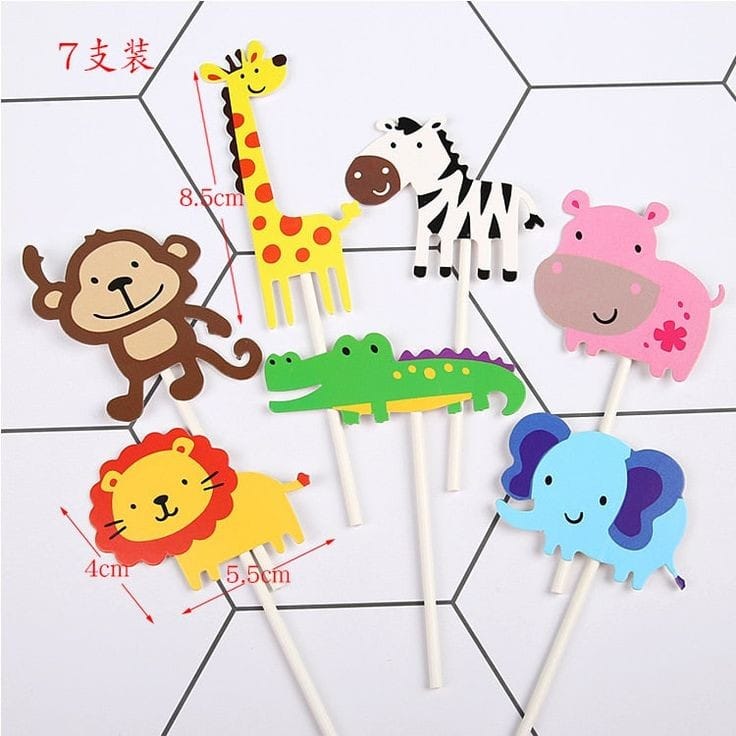 Bakewareind Jungle Safari Animal Theme Cake Decoration Cake Topper, 6pcs - Bakeware India