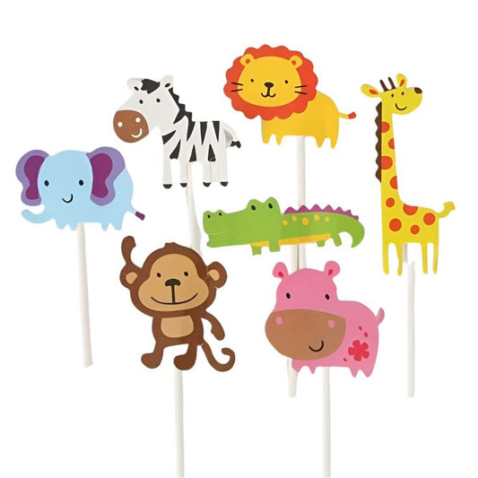 Bakewareind Jungle Safari Animal Theme Cake Decoration Cake Topper, 6pcs - Bakeware India