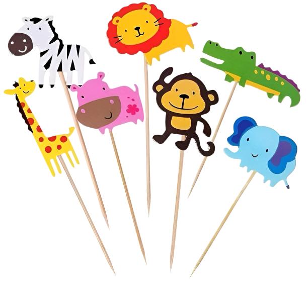 Bakewareind Jungle Safari Animal Theme Cake Decoration Cake Topper, 6pcs - Bakeware India